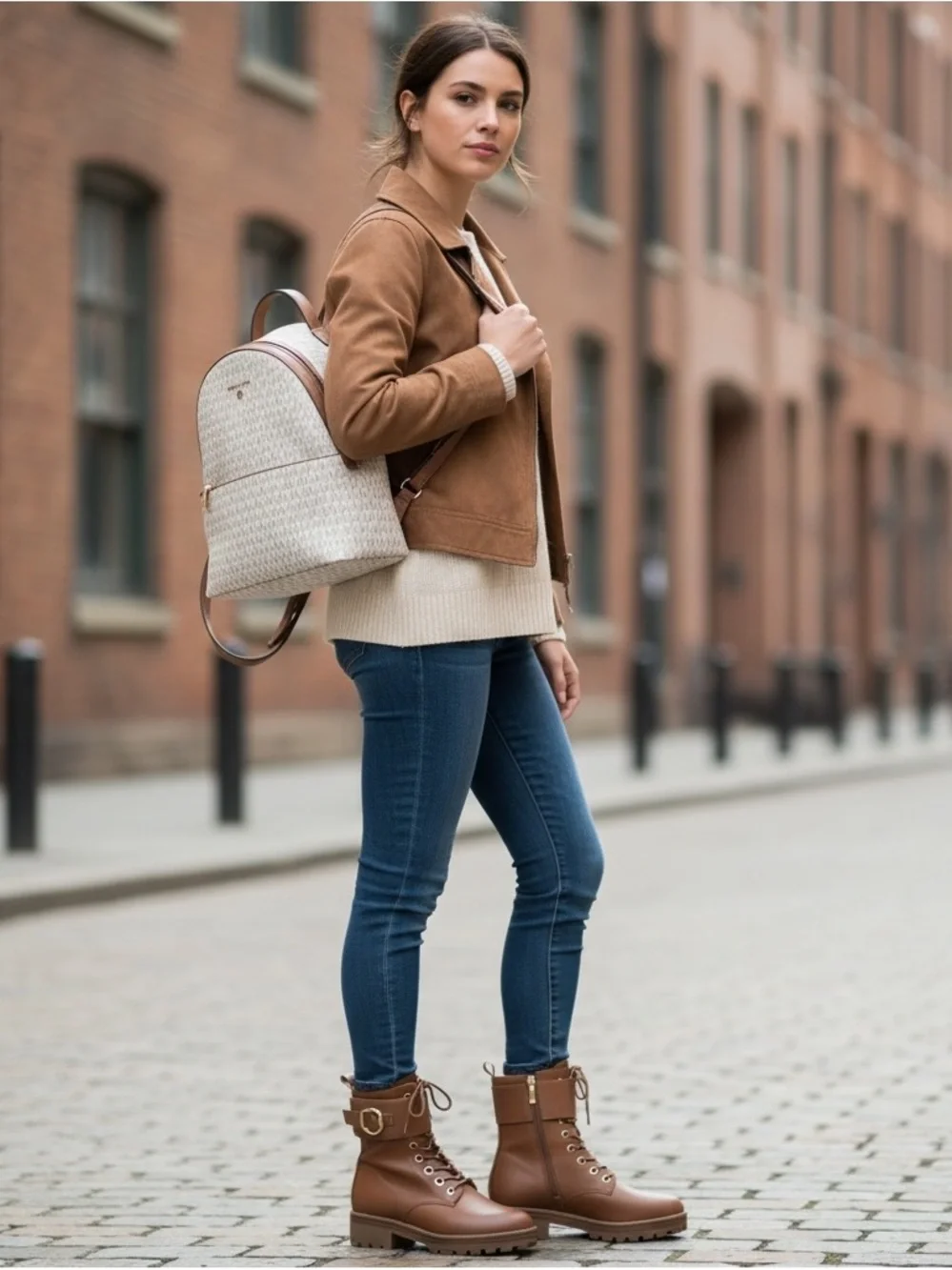 Michael Kors Rhody Combat Boots Cognac Leather 7